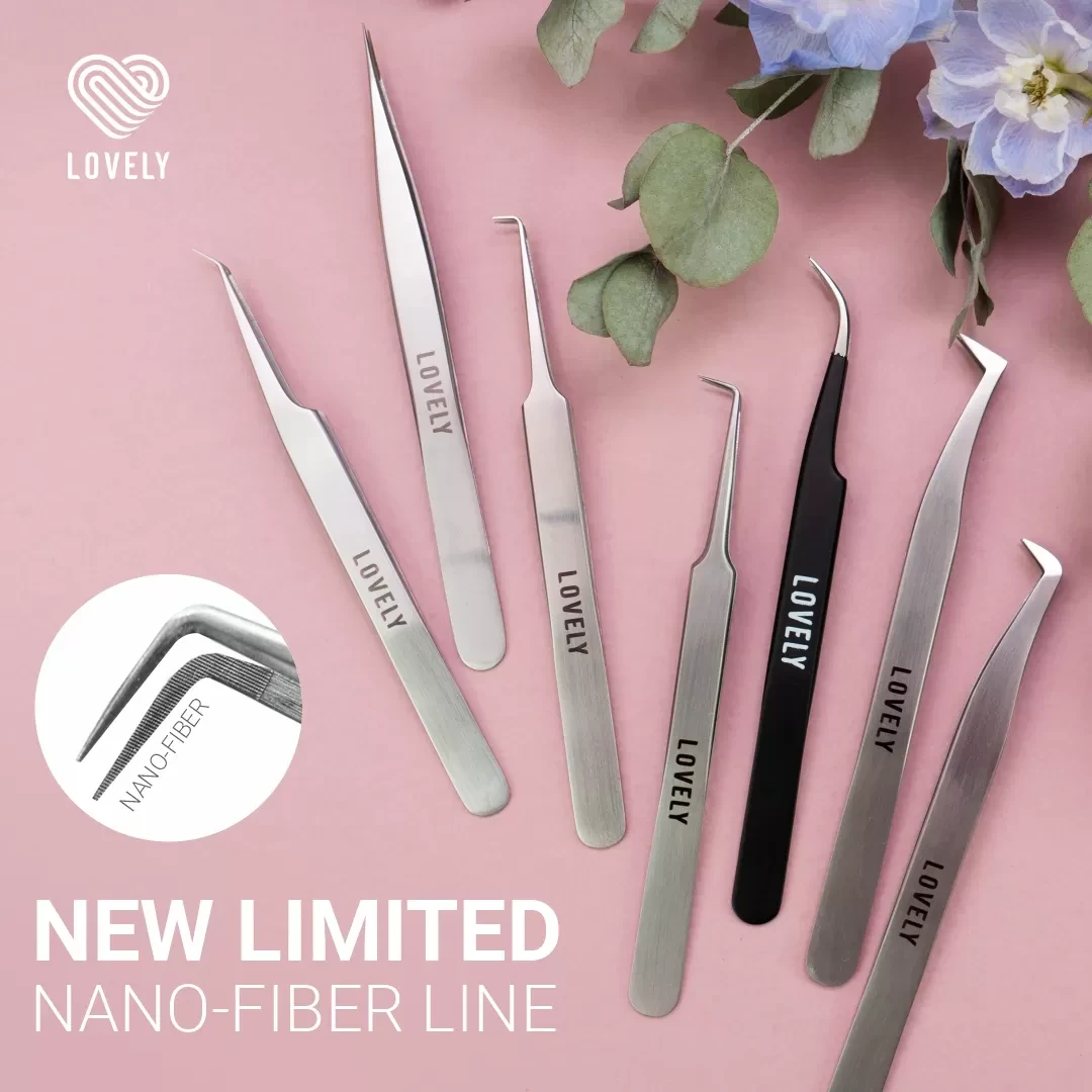 Супер-новинка пинцеты Lovely для наращивания ресниц nano-fiber line.
